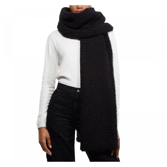 NWT Apparis Daphne Faux Shearling Sherpa Rectangle Scarf One Size Black - Picture 1 of 5